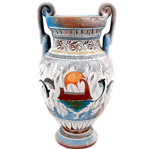Greek Cretan Volute Krater 40cm,Minoan Art Pottery - ifigeneiaceramics