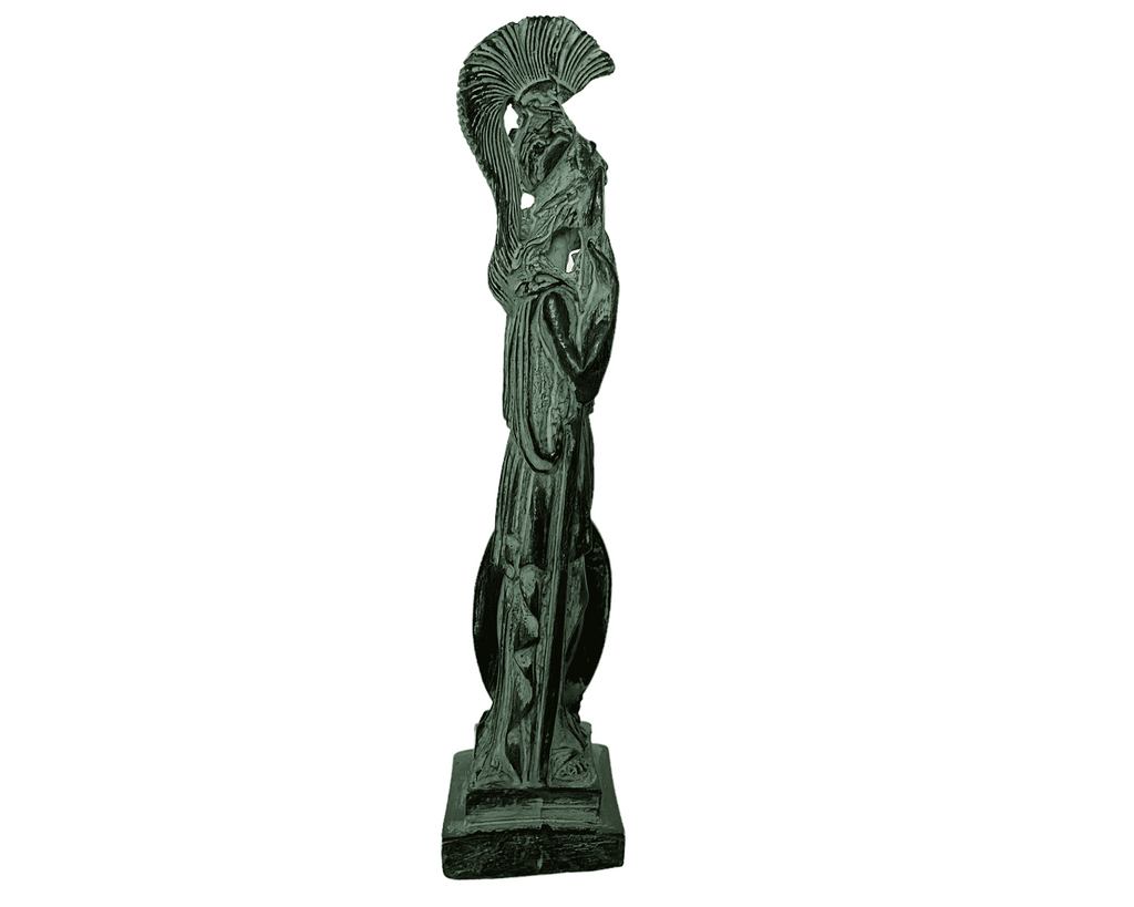 Greek Goddess Athena Statue, Green Plaster Cast Sculpture 26,5cm