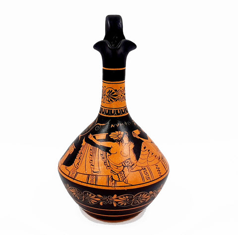 Greek Oinochoe Red figure Pottery Vase 25cm, Nymphs - ifigeneiaceramics