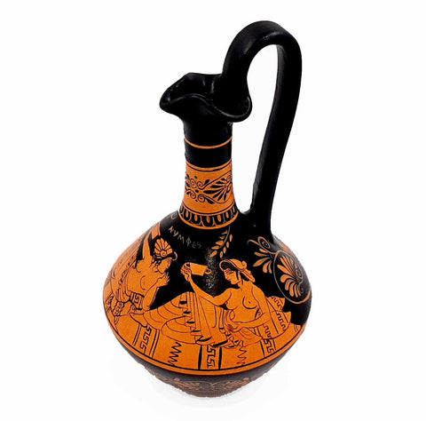 Greek Oinochoe Red figure Pottery Vase 25cm, Nymphs - ifigeneiaceramics