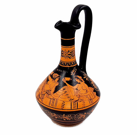 Greek Oinochoe Red figure Pottery Vase 25cm, Nymphs - ifigeneiaceramics