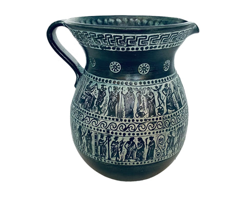 Greek Oinochoe,Relief terracotta,Pottery Vase 21cm,Ancient Greek Mythology Scenses