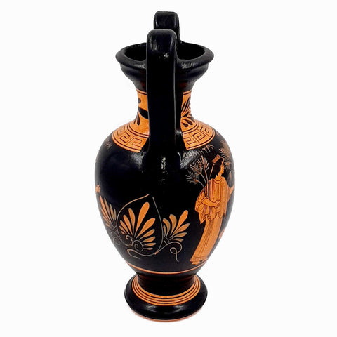 Greek Pottery Amphora 24cm,Red figure Vase,Showing Triptolemus with Goddess Demeter - ifigeneiaceramics