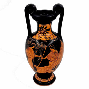 Greek Pottery Amphora 24cm,Red figure Vase,Showing Triptolemus with Goddess Demeter - ifigeneiaceramics