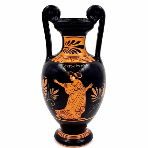 Greek Pottery Amphora 24cm,Red figure Vase,Showing Triptolemus with Goddess Demeter - ifigeneiaceramics