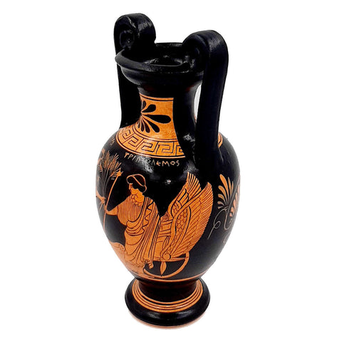 Greek Pottery Amphora 24cm,Red figure Vase,Showing Triptolemus with Goddess Demeter - ifigeneiaceramics