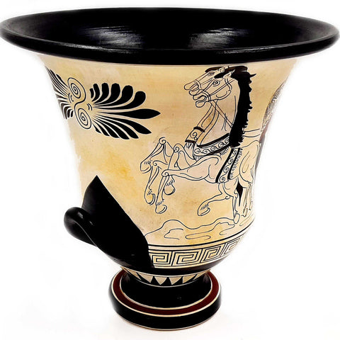 Greek Pottery Art,Krater 21cm ,Attic White Ground,Achilles,God Dionysus - ifigeneiaceramics