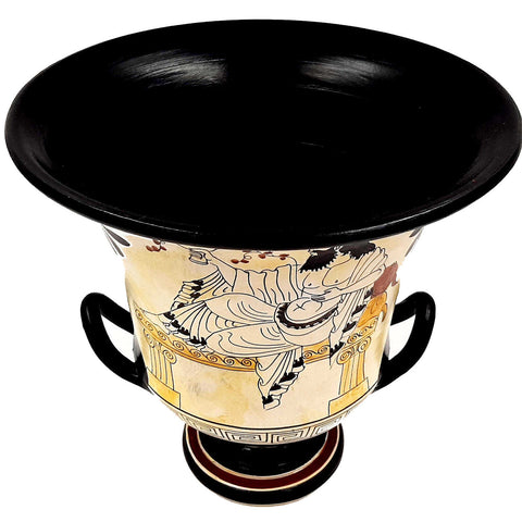 Greek Pottery Art,Krater 21cm ,Attic White Ground,Achilles,God Dionysus - ifigeneiaceramics