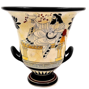 Greek Pottery Art,Krater 21cm ,Attic White Ground,Achilles,God Dionysus - ifigeneiaceramics