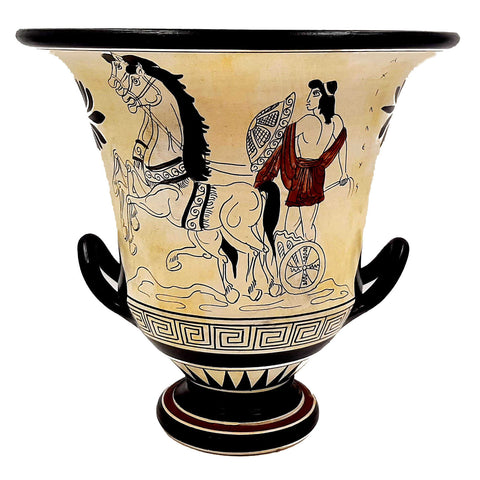 Greek Pottery Art,Krater 21cm ,Attic White Ground,Achilles,God Dionysus - ifigeneiaceramics