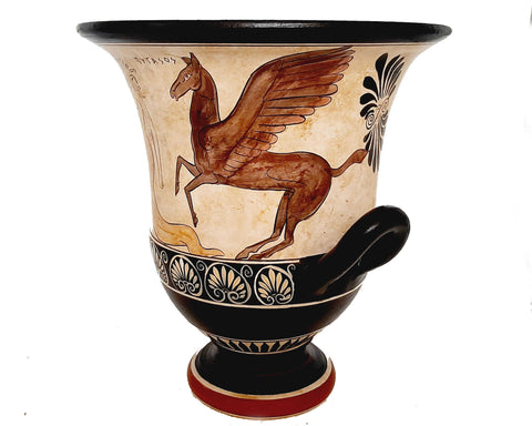 Greek Pottery Krater 26cm ,White Ground,Ades with Persephone,Perseus with Medusa - ifigeneiaceramics