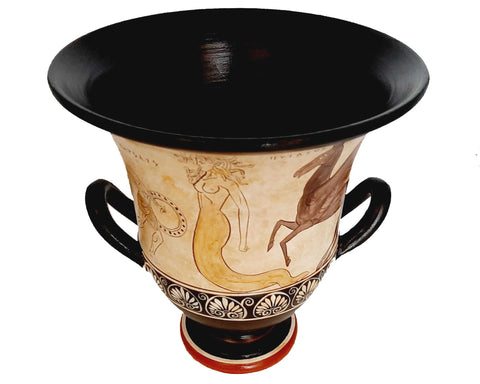 Greek Pottery Krater 26cm ,White Ground,Ades with Persephone,Perseus with Medusa - ifigeneiaceramics