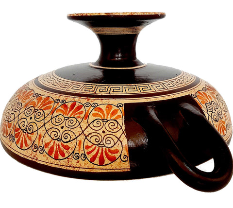 Greek Pottery  Kylix 31cm,God Dionysus with Satyrs - ifigeneiaceramics