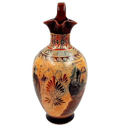Greek Pottery Oinochoe 36cm, Aegeus with Pythia,God Apollo with God Hermes - ifigeneiaceramics