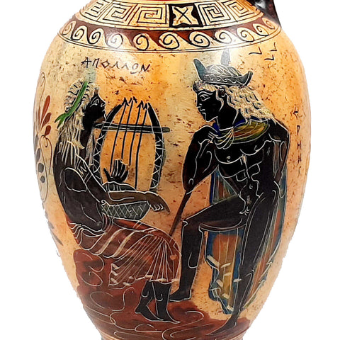 Greek Pottery Oinochoe 36cm, Aegeus with Pythia,God Apollo with God Hermes - ifigeneiaceramics