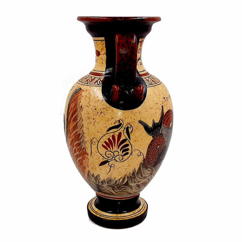 Greek Pottery Pot Vase 26cm, Zeus with Leda and Triton - ifigeneiaceramics