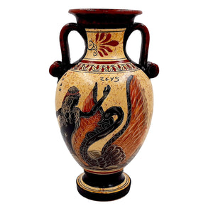 Greek Pottery Pot Vase 26cm, Zeus with Leda and Triton - ifigeneiaceramics