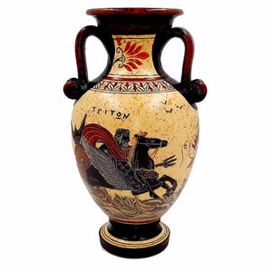 Greek Pottery Pot Vase 26cm, Zeus with Leda and Triton - ifigeneiaceramics