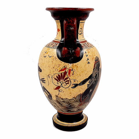 Greek Pottery Pot Vase 26cm, Zeus with Leda and Triton - ifigeneiaceramics