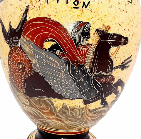 Greek Pottery Pot Vase 26cm, Zeus with Leda and Triton - ifigeneiaceramics