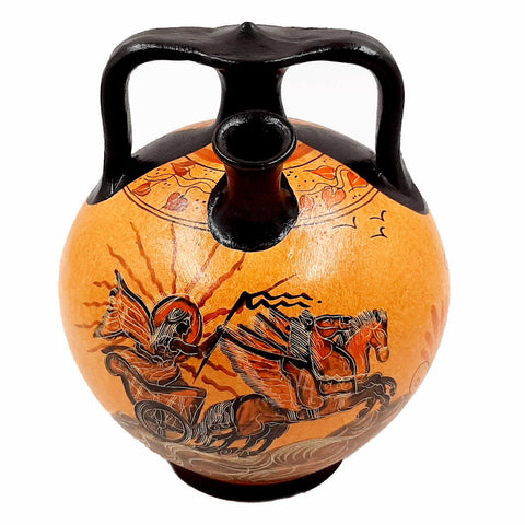 Greek Pottery Pot, Pseudostomos Amphora 22cm, Phaethon,Goddess Athena - ifigeneiaceramics