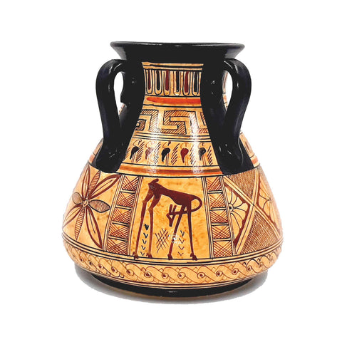 Greek Pottery Vase  15cm ,Geometric Art Painting - ifigeneiaceramics