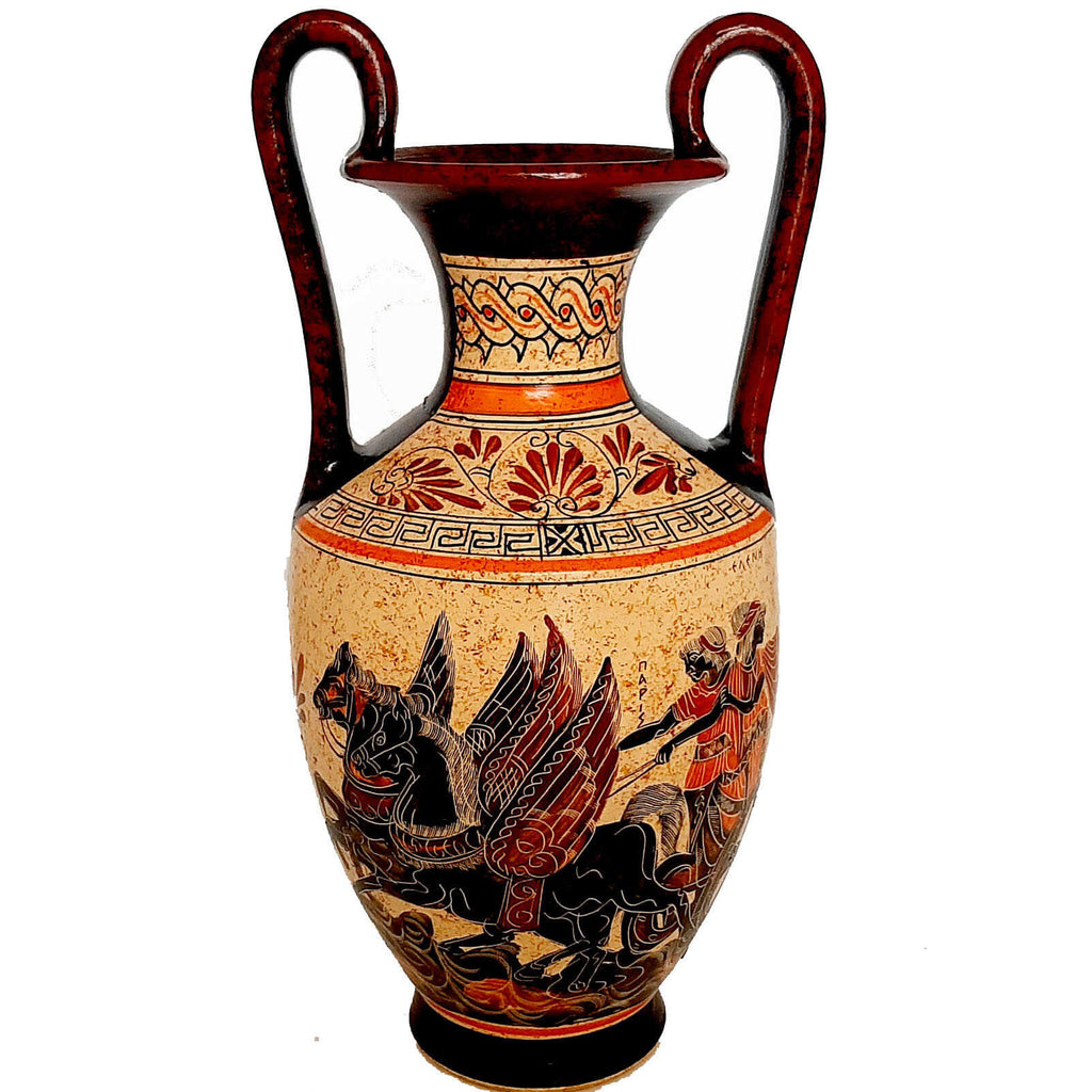 Greek Pottery Amphora Vase 35cm,Paris abducts Helen - ifigeneiaceramics