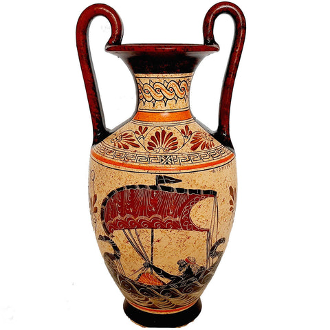 Greek Pottery Amphora Vase 35cm,Paris abducts Helen - ifigeneiaceramics