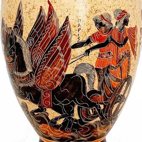 Greek Pottery Amphora Vase 35cm,Paris abducts Helen - ifigeneiaceramics