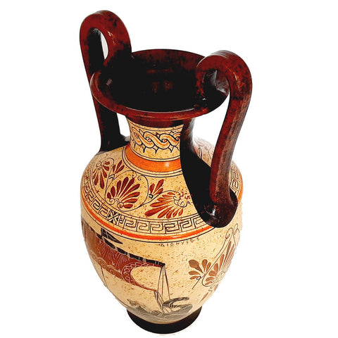 Greek Pottery Amphora Vase 35cm,Paris abducts Helen - ifigeneiaceramics