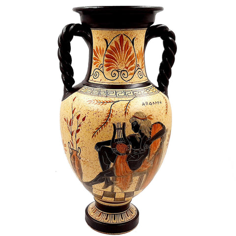 Greek Pottery Vase Amphora 36cm,Showing Goddess Artemis,Apollo and Adonis - ifigeneiaceramics