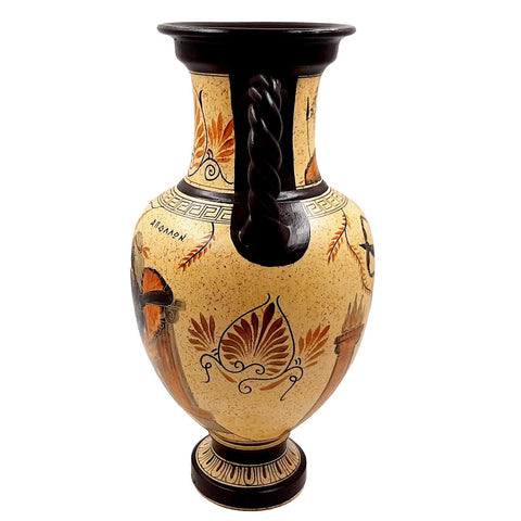 Greek Pottery Vase Amphora 36cm,Showing Goddess Artemis,Apollo and Adonis - ifigeneiaceramics