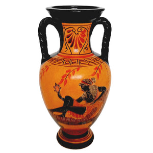 Greek Pottery Vase Amphora 26cm,Showing Goddess Aphrodite and God Dionysus - ifigeneiaceramics