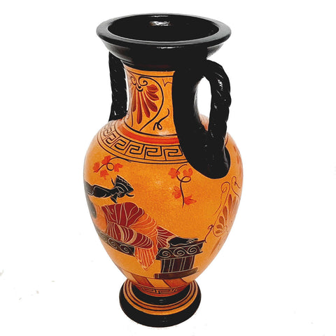 Greek Pottery Vase Amphora 26cm,Showing Goddess Aphrodite and God Dionysus - ifigeneiaceramics