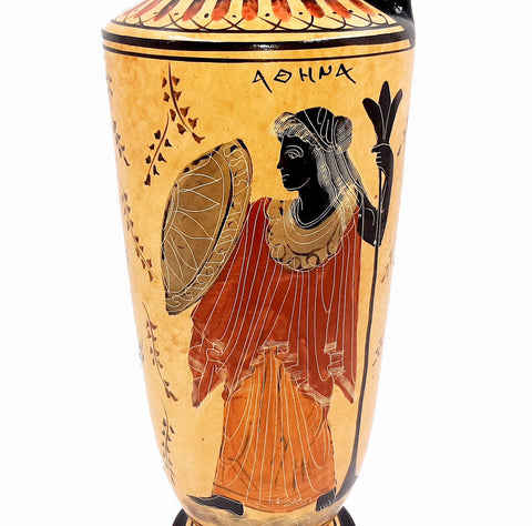 Greek Pottery Vase,Lekythos 35cm,showing Olympian Gods from Greek Mythology - ifigeneiaceramics