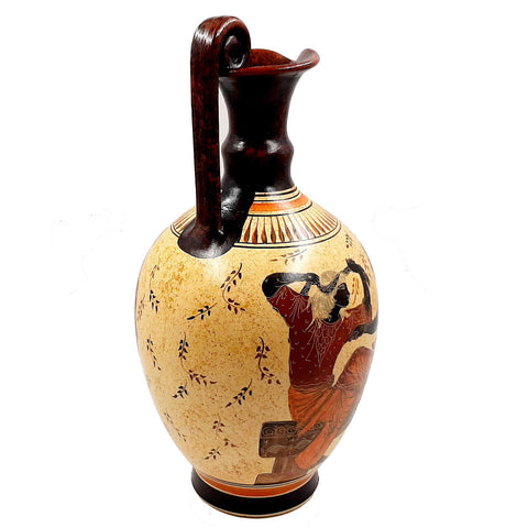 Greek Pottery Vase,Oinochoe 38cm,Goddess Aphrodite with Adonis and God Zeus with Athena - ifigeneiaceramics