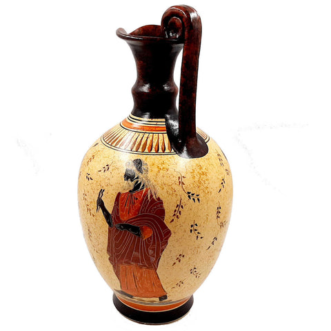 Greek Pottery Vase,Oinochoe 38cm,Goddess Aphrodite with Adonis and God Zeus with Athena - ifigeneiaceramics