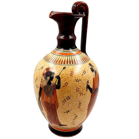 Greek Pottery Vase,Oinochoe 38cm,Goddess Aphrodite with Adonis and God Zeus with Athena - ifigeneiaceramics