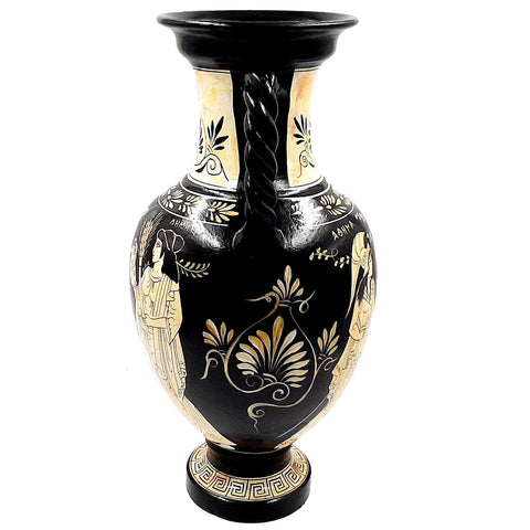 Greek Pottery Vase,White Figure Amphora 36cm,Showing Goddess Demeter with Persefone - ifigeneiaceramics