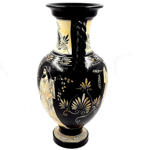Greek Pottery Vase,White Figure Amphora 36cm,Showing Goddess Demeter with Persefone - ifigeneiaceramics