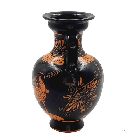 Greek Pottery ,Red figure Amphora 17cm,Hercules with Nemean Lion - ifigeneiaceramics