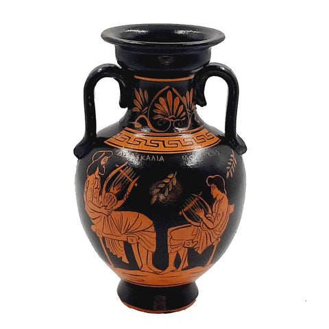 Greek Pottery ,Red figure Amphora 17cm,Hercules with Nemean Lion - ifigeneiaceramics