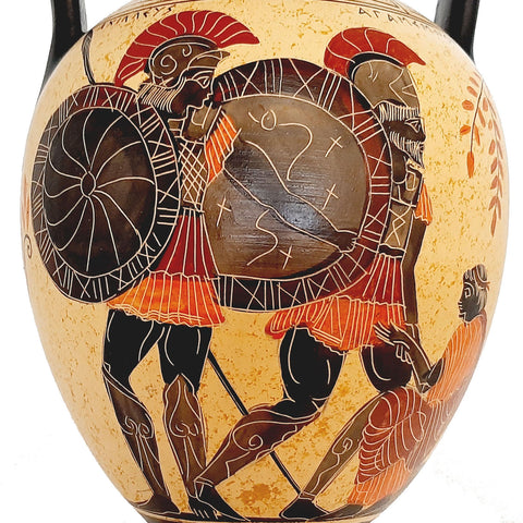 Greek Pottery vase Amphora 26cm,God Poseidon with Giant Polybotes - ifigeneiaceramics