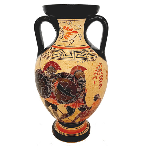 Greek Pottery vase Amphora 26cm,God Poseidon with Giant Polybotes - ifigeneiaceramics