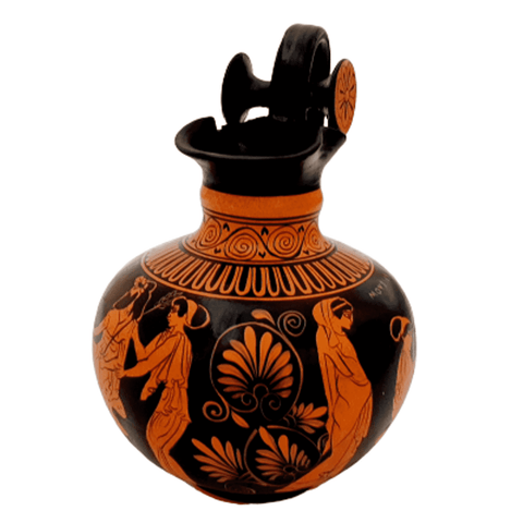 Greek Rhodian Oinochoe 20cm,Red figure pottery,God Dionysus Born - ifigeneiaceramics