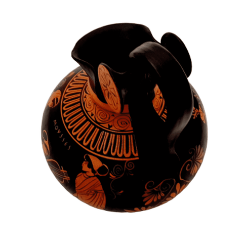 Greek Rhodian Oinochoe 20cm,Red figure pottery,God Dionysus Born - ifigeneiaceramics