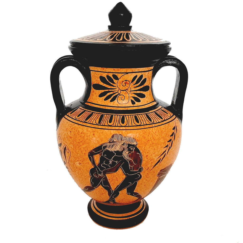 Greek Vase Amphora 19cm,shows  Ancient Olympics themes - ifigeneiaceramics