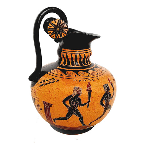 Ancient Greek Pottery ,Rhodian Oinochoe 20cm,shows themes from Ancient Olympics - ifigeneiaceramics