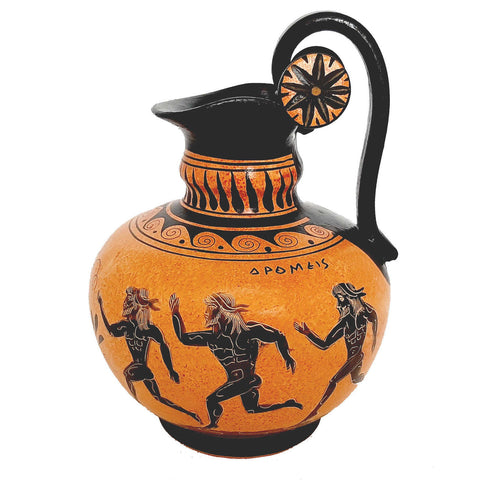 Ancient Greek Pottery ,Rhodian Oinochoe 20cm,shows themes from Ancient Olympics - ifigeneiaceramics