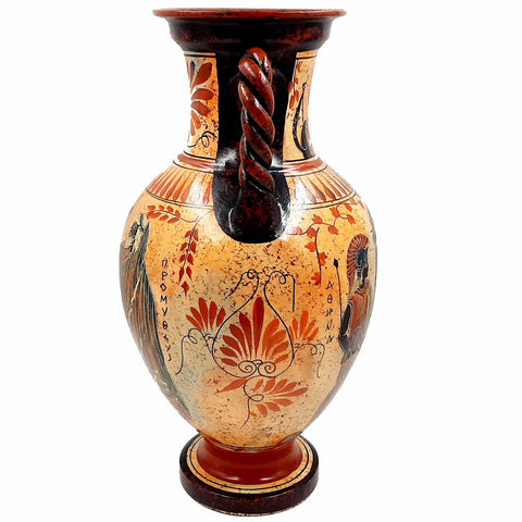 Greek Vase,Amphora 36cm,Multicolored,shows Theseus and the Minotaur - ifigeneiaceramics